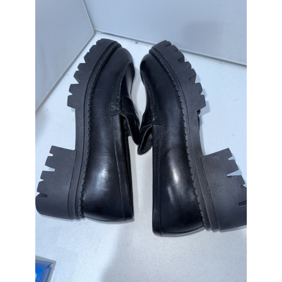 Free People Women's Lyra Lug Sole Black Leather Loafers Sz 11 - Picture 12 of 16